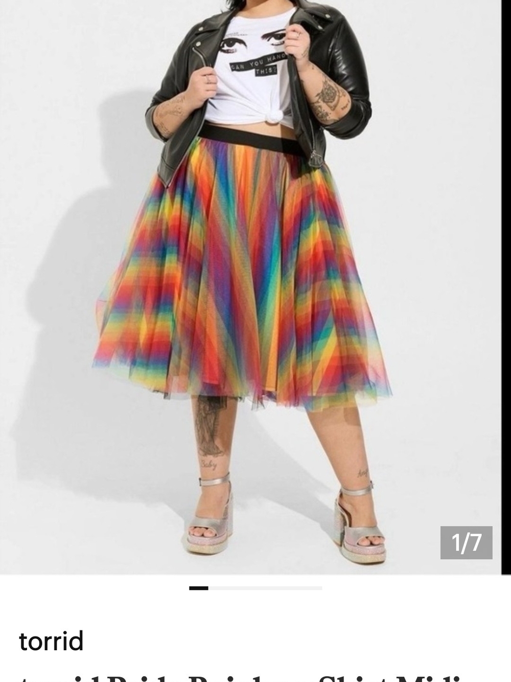 torrid Multicolor Rainbow Tulle Midi Skirt